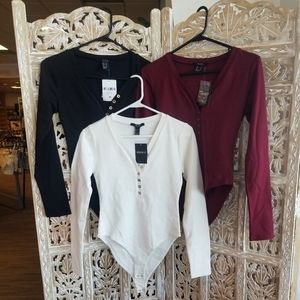 3 Long Sleeve Bodysuits - Medium